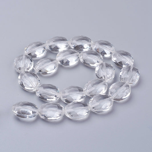 Glass Bead Faceted Oval Clear 20mm - Alberta Bead Store