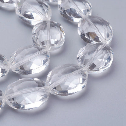 Glass Bead Faceted Oval Clear 20mm - Alberta Bead Store