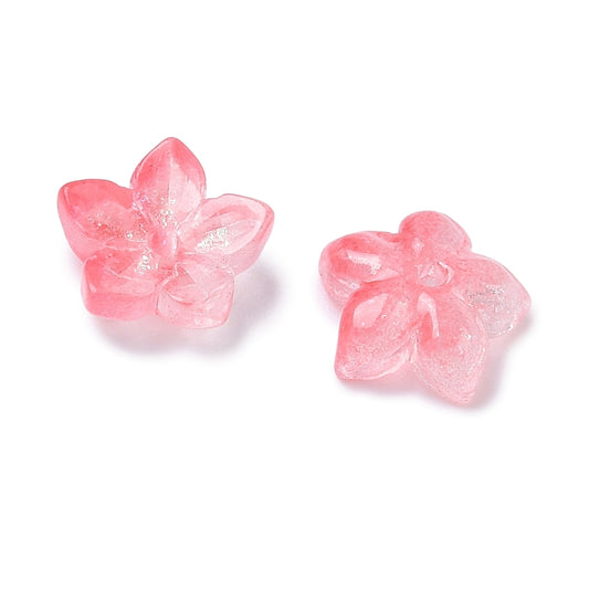 Cache-perle en verre Fleur 5 pétales Rose vif 20 p.