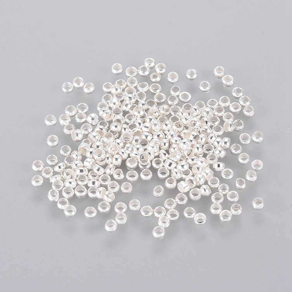 Crimp Bead Brass Silver Color 2mm hole 1mm 10g