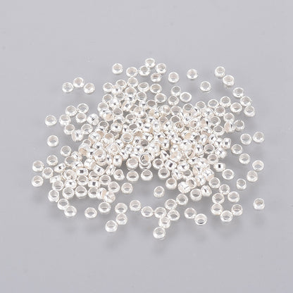 Crimp Bead Brass Silver Color 2mm hole 1mm 10g