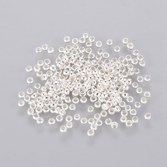 Crimp Bead Brass Silver Color 2mm hole 1mm 10g
