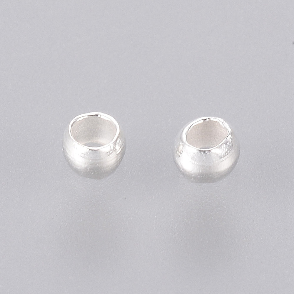 Crimp Bead Brass Silver Color 2mm hole 1mm 10g