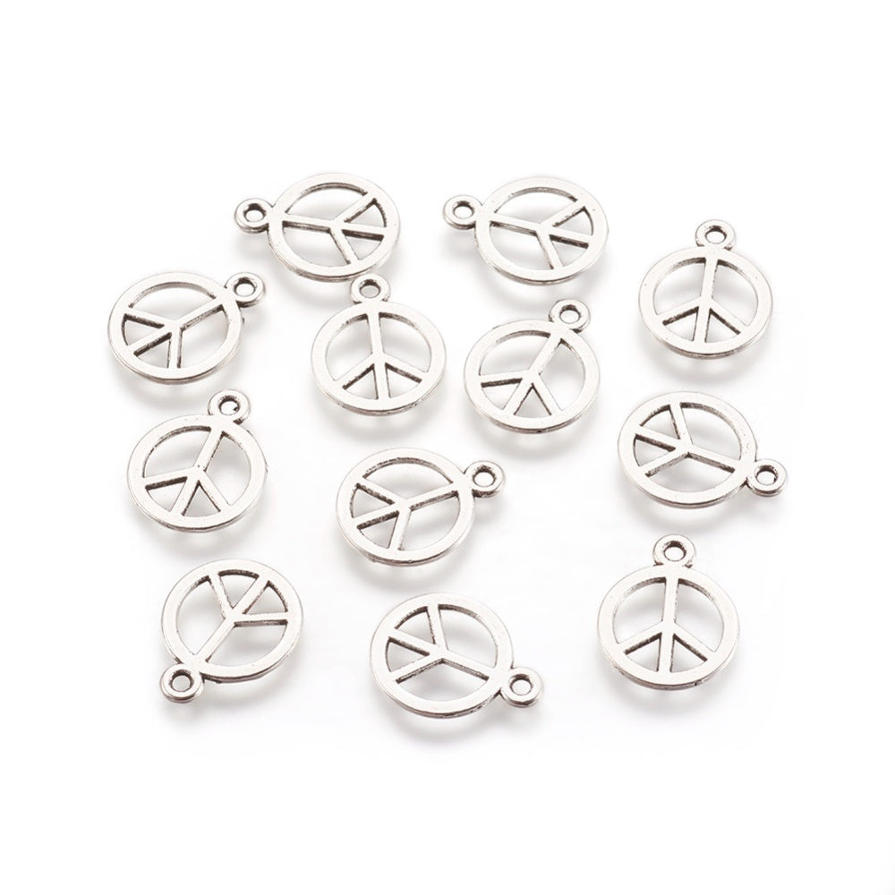 Tibetan Style Charm Peace Sign 10pc