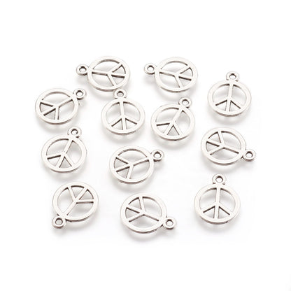 Tibetan Style Charm Peace Sign 10pc