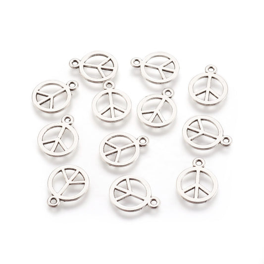 Tibetan Style Charm Peace Sign 10pc
