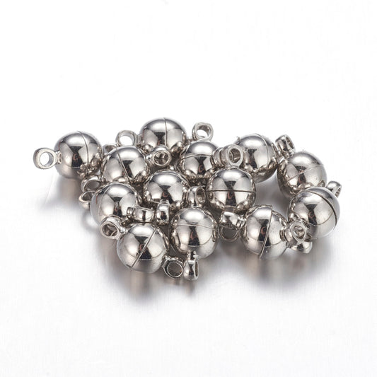 Fermoir magnétique avec boucle platine 11,5mmx6mm 2 sets