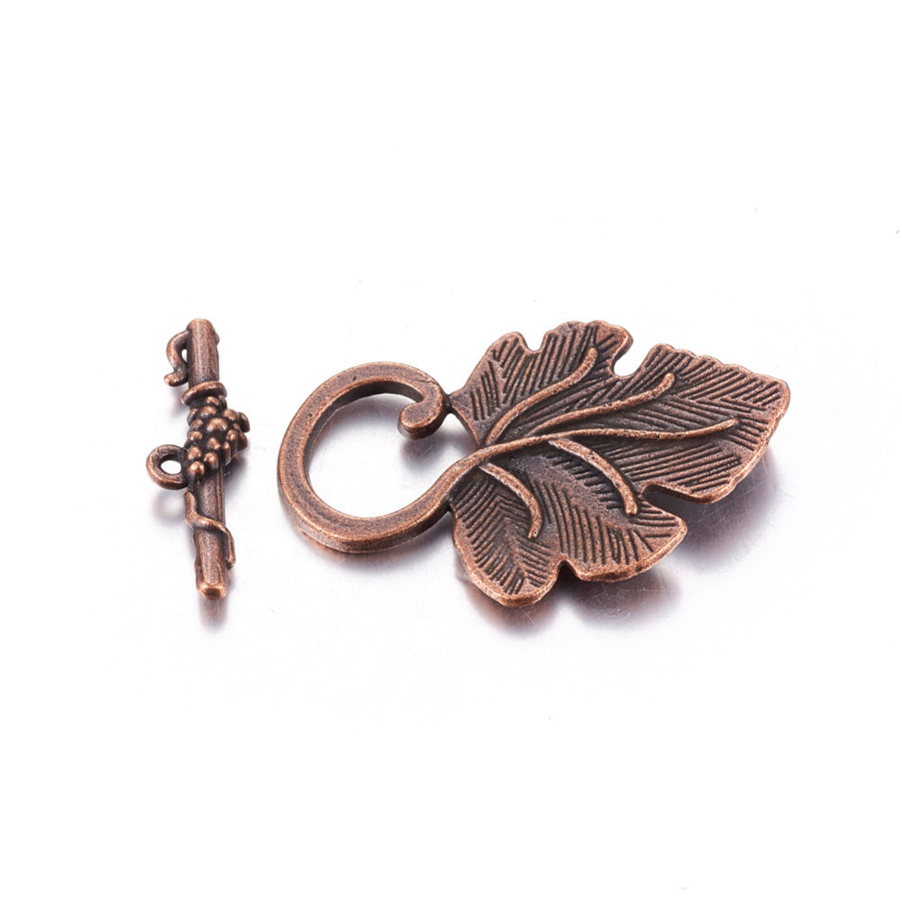 Toggle Clasp Leaf Red Copper 2 set per pk