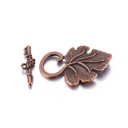 Toggle Clasp Leaf Red Copper 2 set per pk