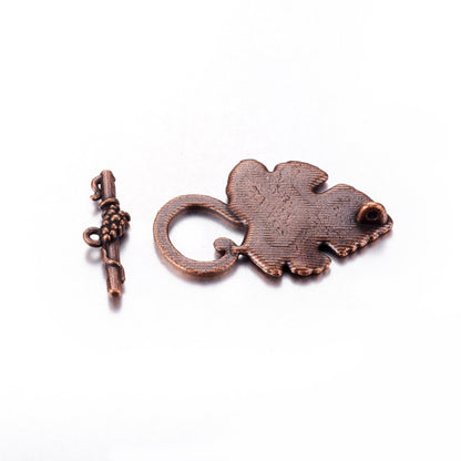 Toggle Clasp Leaf Red Copper 2 set per pk