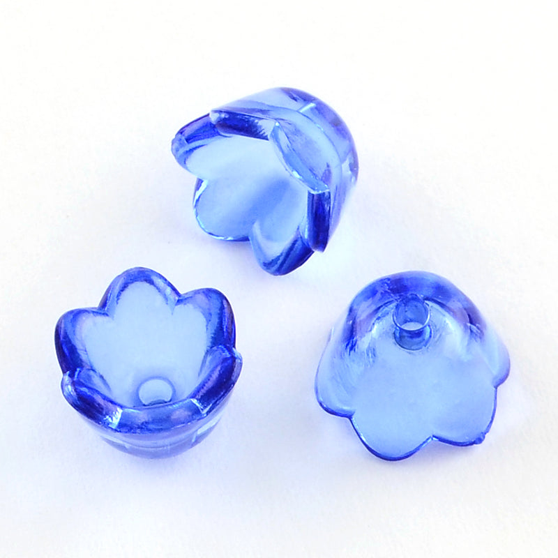 Acrylic Transparent Blue Flower 10x6MM 100pc