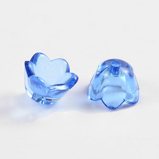 Acrylic Transparent Blue Flower 10x6MM 100pc