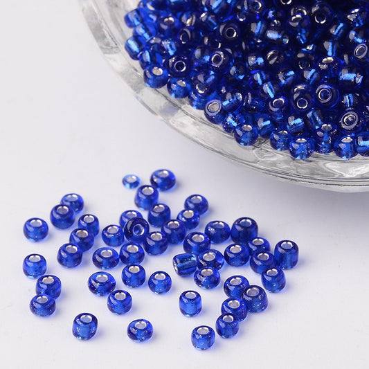 Glass Seed Bead 8/0 Silver Lined Blue 50g