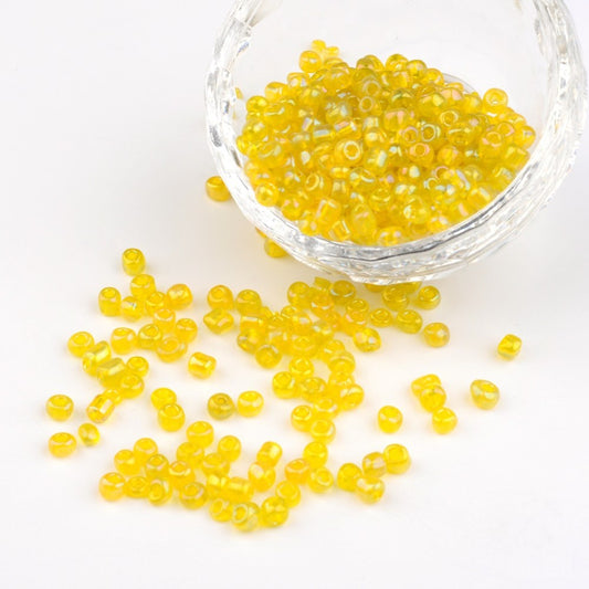 Glass Seed Bead Transparent AB Yellow 6/0