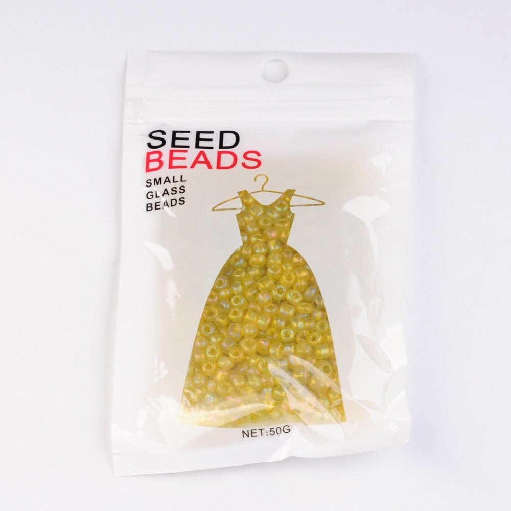 Glass Seed Bead Transparent AB Yellow 6/0