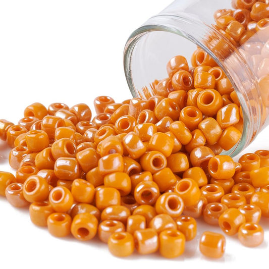 Glass Seed Bead Dark Orange Luster 6/0
