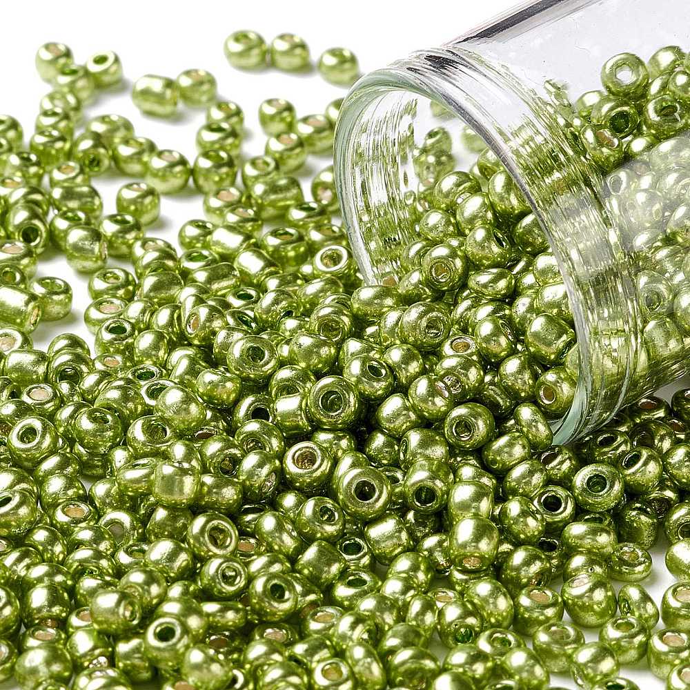 Perles de rocaille en verre 8/0 Métal Khaki Foncé 50g