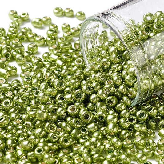 Glass Seed Bead Metallic Dark Khaki 8/0 50g