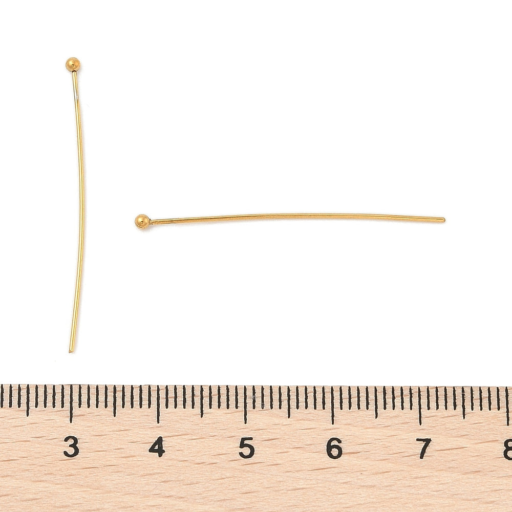 Ball Head Pin 18K Plated 36x1.8mm 10pc