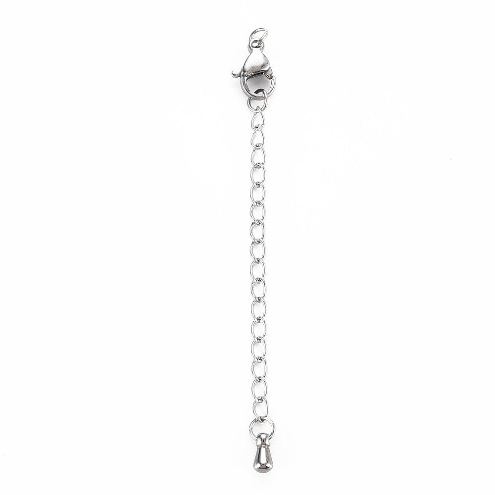 Chain Extender with Clasp Silver 304SS Tarnish Resistant 5pc