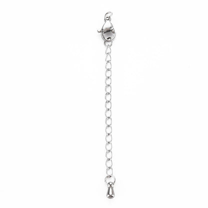 Chain Extender with Clasp Silver 304SS Tarnish Resistant 5pc
