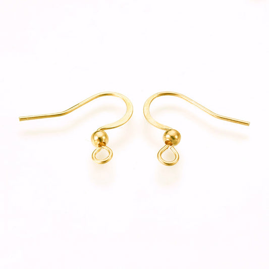 Fish Hook Earring 316SS 18K Gold Plated 16MM Pin 0.7MM 20pc