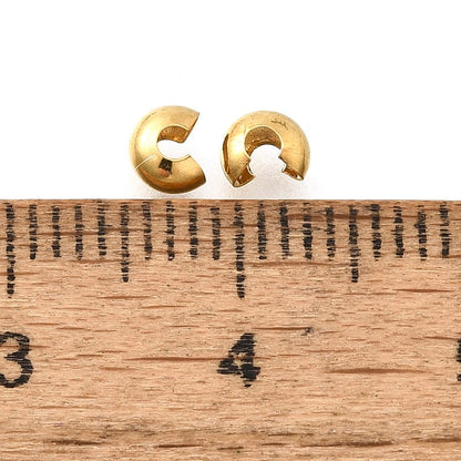 Crimp Cover Clam Shell 304SS 18K Gold Plated 50pc - Alberta Bead Store