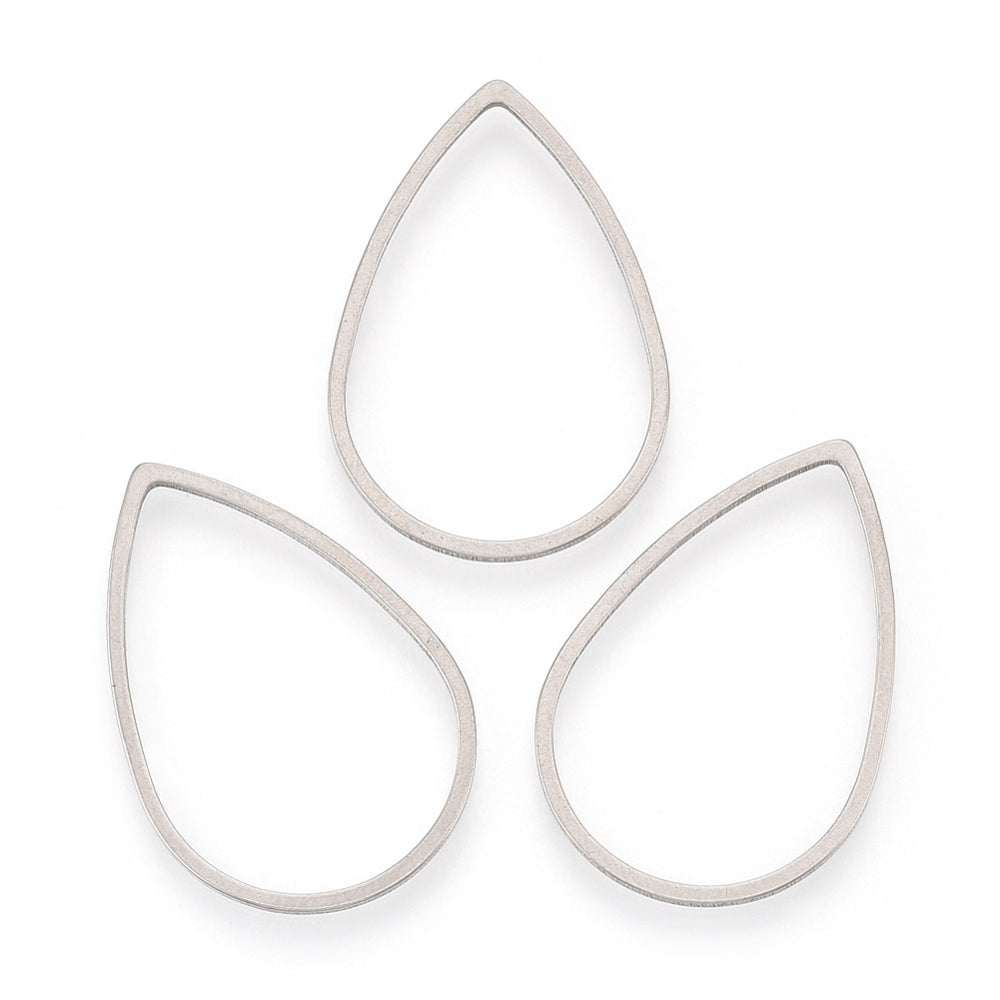 Tear Drop 304SS Link Silver 4pc - Alberta Bead Store