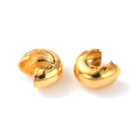 Crimp Cover Clam Shell 304SS Gold 4x2mm 20pc