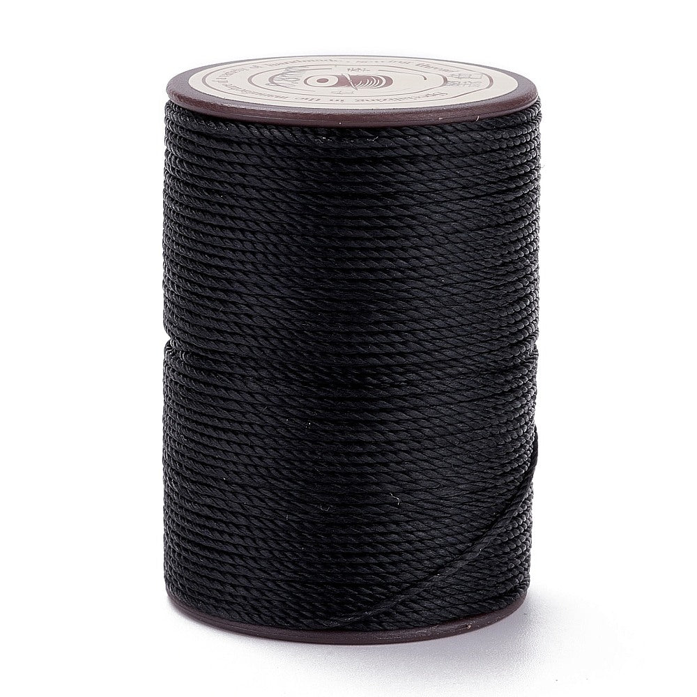 Waxed Twist Cord Black 0.8mm 50M