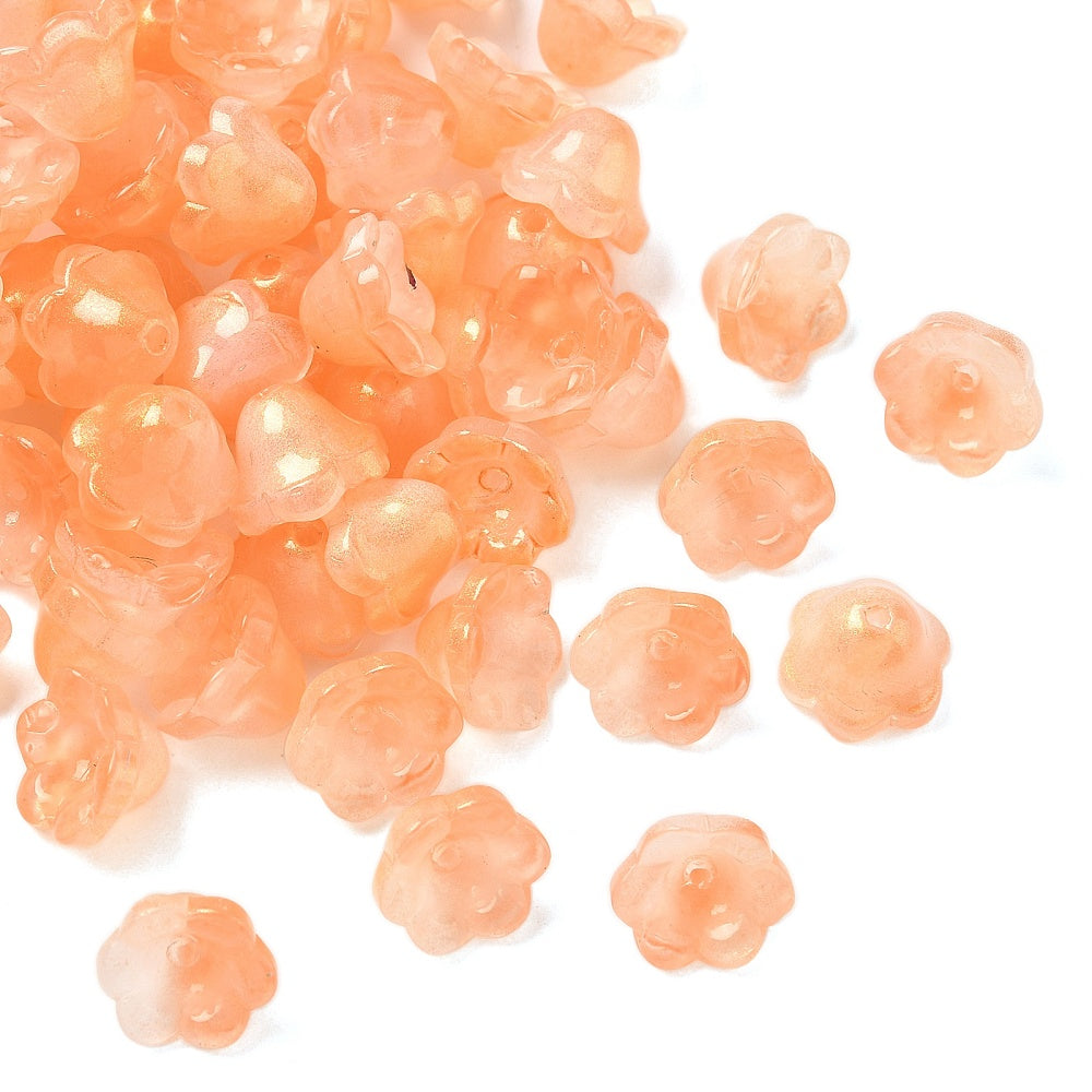 Glass Flower Bead Glitter Powder Orange 100g