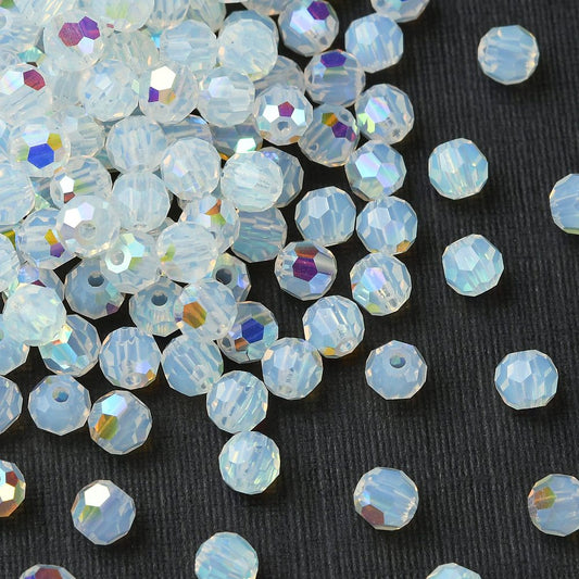 Preciosa® Perles en Cristal Rondes Opale Blanche AB 4mm Paquet de 144