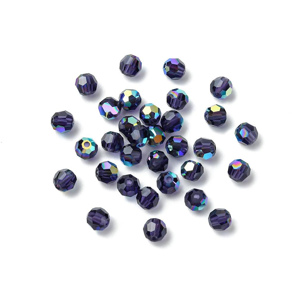 Preciosa® Crystal Beads Round Deep Tanzanite AB 6mm 24pc
