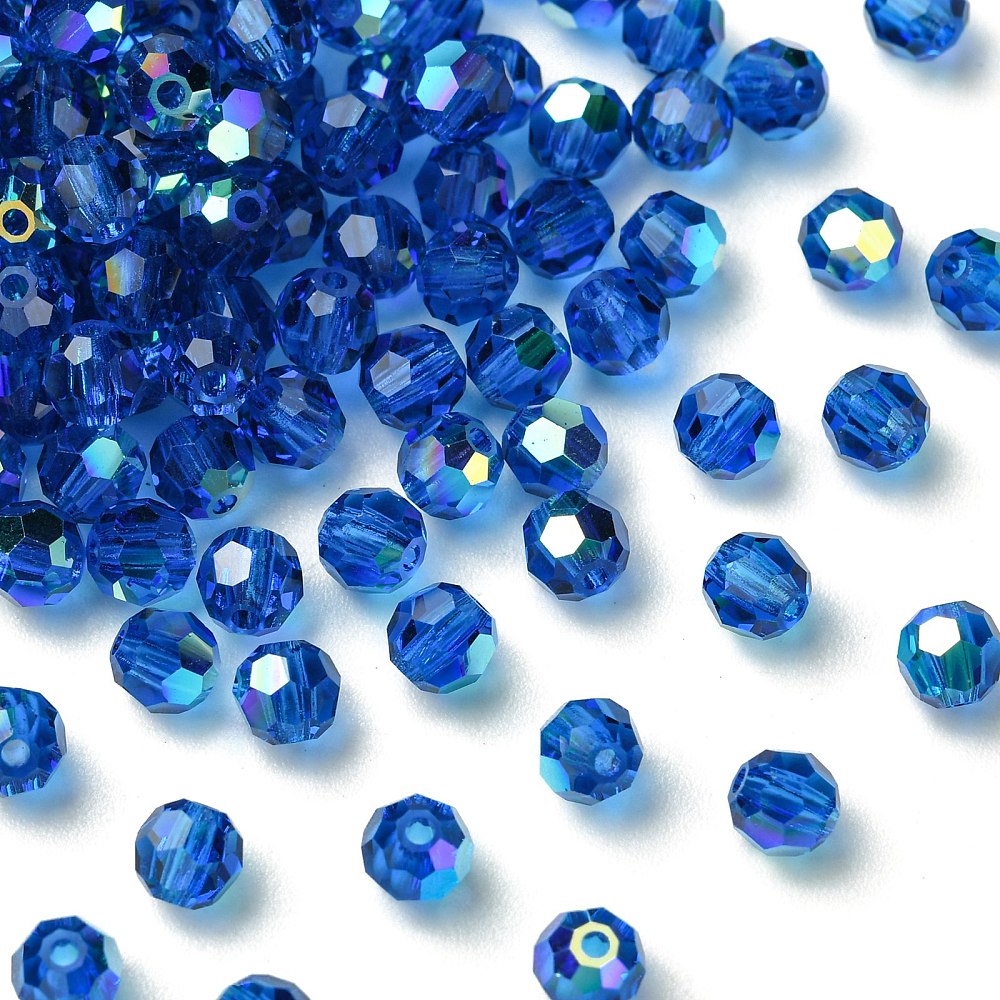 Preciosa® Crystal Beads Round Capri Blue AB 4mm 144pk