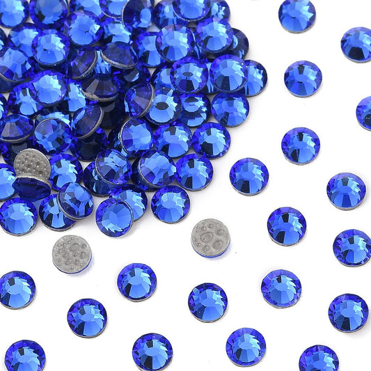 Pierres à dos plat thermocollantes Preciosa® Crystal Rond saphir SS8 144pces