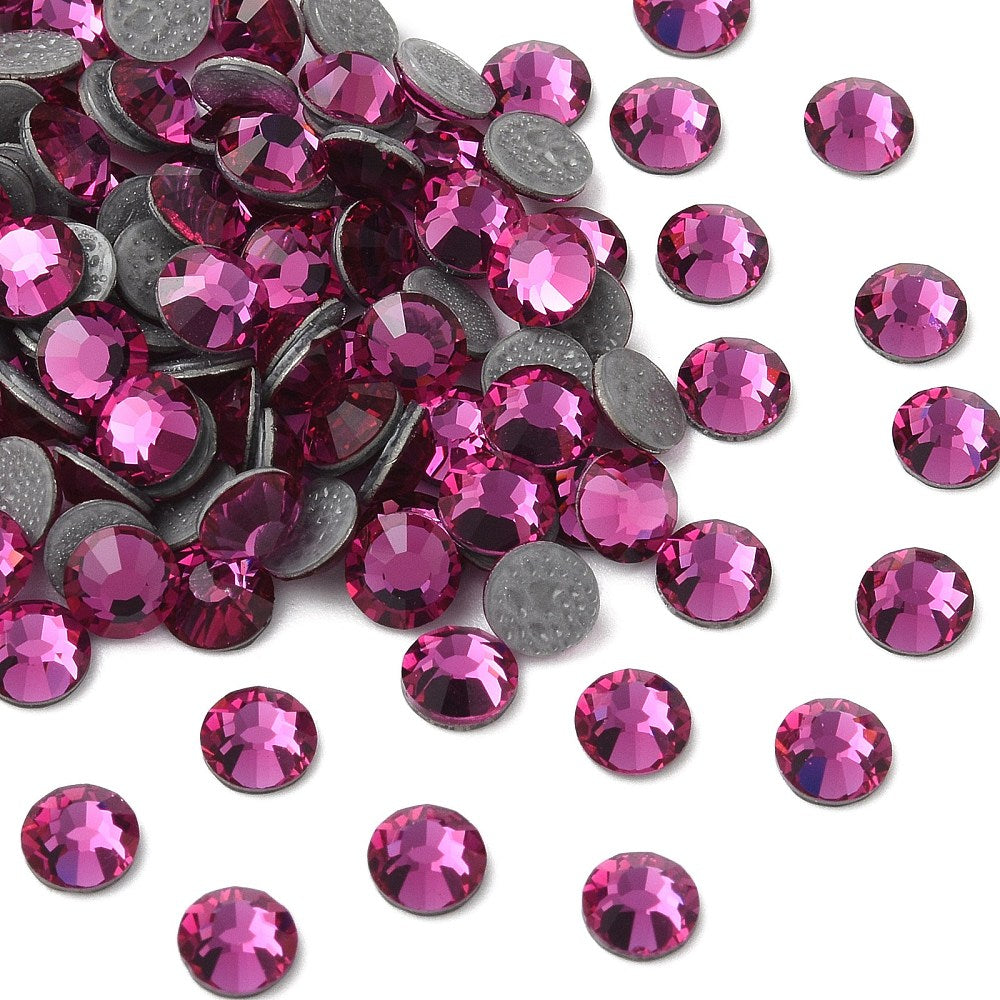 Preciosa® Crystal Hotfix Flatback Stones Round Fuchsia SS8 144pc