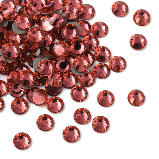 Preciosa® Cristal Hotfix Pierres plates rondes Padparadscha SS8 144p