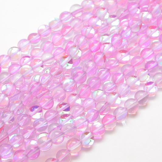 Pink Holographic Glass Bead | Alberta Bead Store