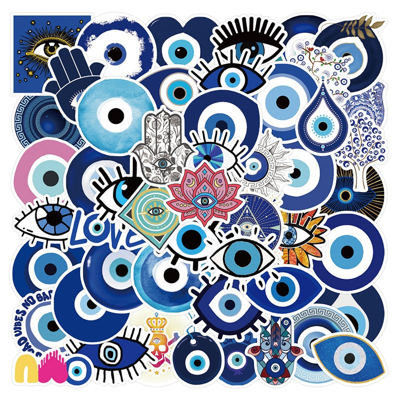 Evil Eye PVC Vinyl Stickers 50pcs | Crystals and Sun Signs Co