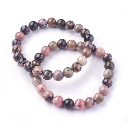 Rhodonite Gemstone Bead Bracelet 8MM | Crystals and Sun Signs Co