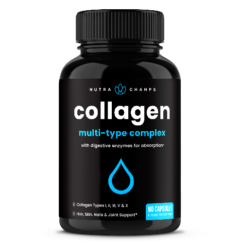 Multi Collagen Pills |Types I,II,III,V,X | Double Hydrolyzed | NutraChamps