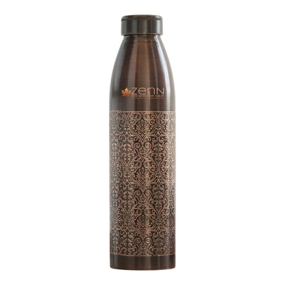 Pure Copper Antique Dark Engraved Bottle 900 Ml/ 30Oz