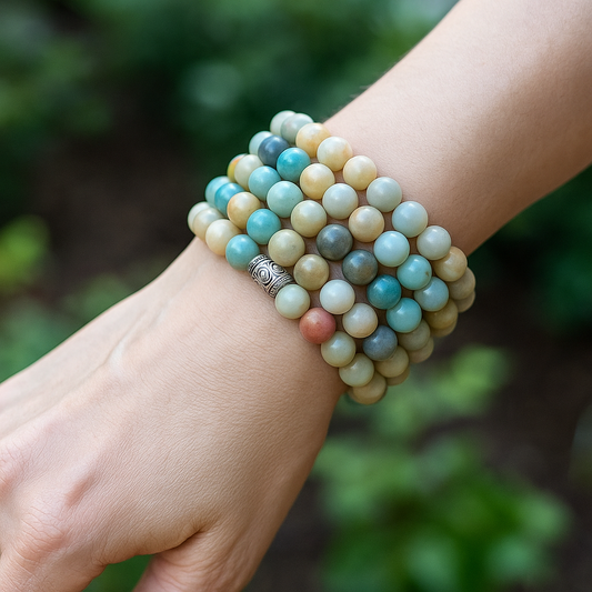 Flower Amazonite Gemstone Bead Bracelet | The Stone for Harmony