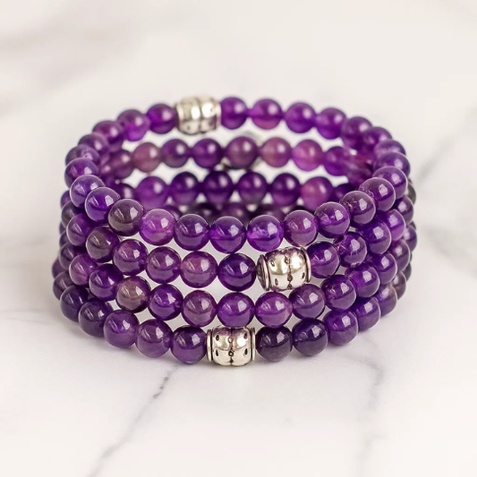 Amethyst Gemstone healing Bracelet | Crystals and Sun SIgns