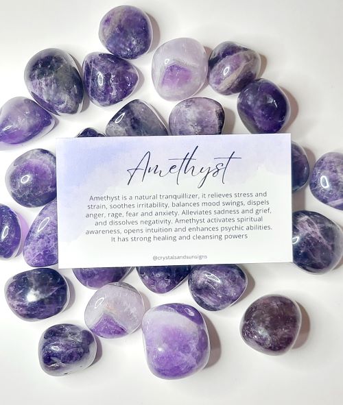 Amethyst Gemstone Tumbled - Crystals and Sun Signs - Red Deer