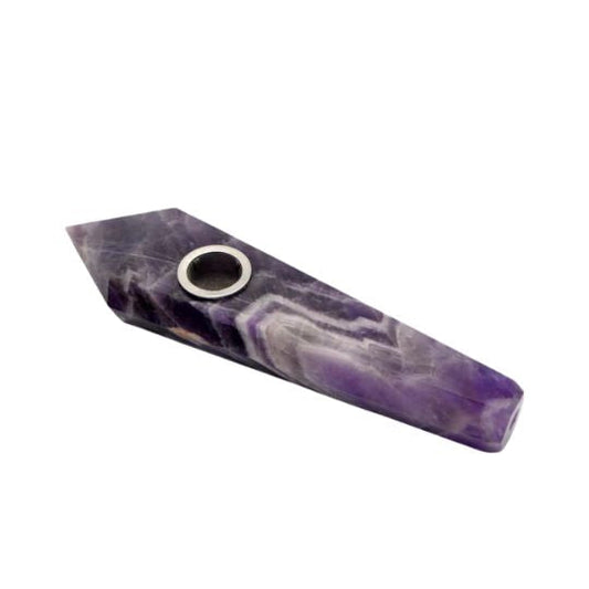 Amethyst Gemstone Pipe - Witches Ink LTD - O/A Crystals and Sun Signs