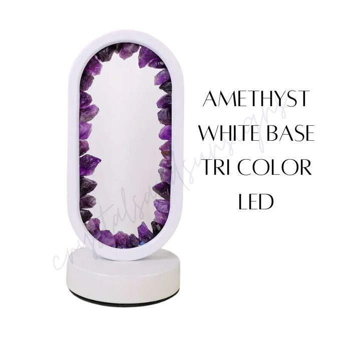 Amethyst Gemstone LED Light Oval | Crystals and Sun Signs Co