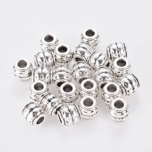 Tibetan Style Alloy Barrel Bead Antique Silver 10pcs | Alberta Bead Store