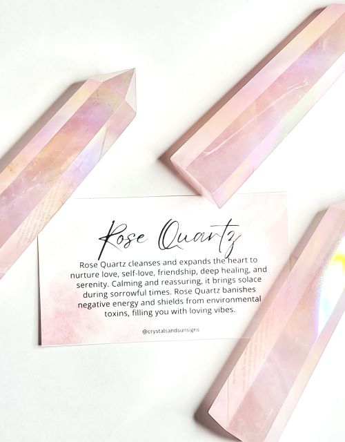 Aura Rose Quartz Gemstone Hexagonal Tower - Witches Ink LTD - O/A Crystals and Sun Signs