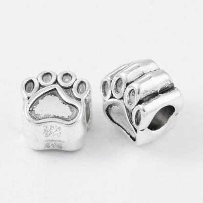 Tibetan Style Connector Bead Paw Antique Silver 5pc | Alberta Bead Store